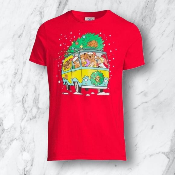 Scooby Doo Red Christmas Van Holiday Graphic Tee Size Medium - Picture 9 of 9